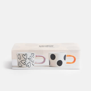 Mono Spot/Hearts Set Of 2 Espresso Cups