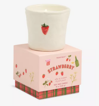 Bistro Strawberry Embossed Ceramic Candle - Strawberry