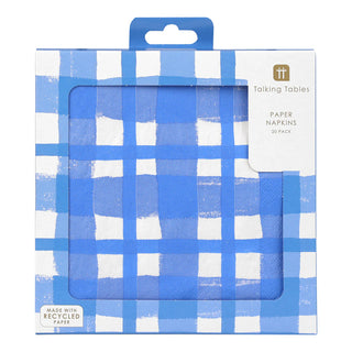 Bon Appetit 33cm Napkin Check Blue 21pk