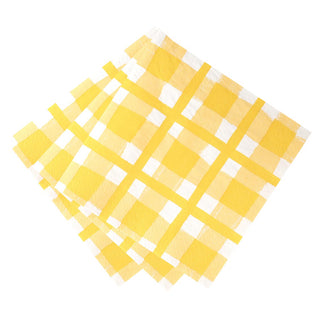 Bon Appetit 33cm Napkin Check Yellow 21pk