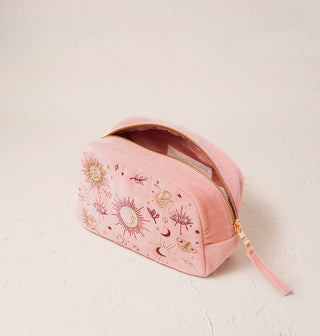 Boho Mysticism Pale Pink Velvet Make Up Bag