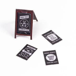 Paper A frame board with small rectangle pieces to add on as advertisements