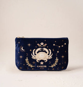 Cancer Navy Velvet Everyday Pouch