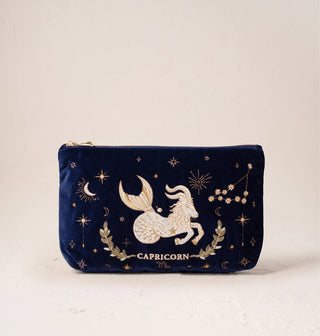 Capricorn Navy Velvet Everyday Pouch