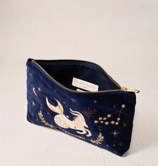 Capricorn Navy Velvet Everyday Pouch