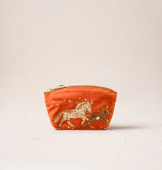 Celestial Wild Horses Coin Purse Terracotta