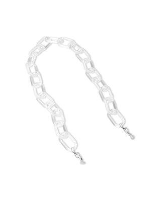 Clear glasses chain with chunky links on a white background