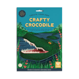 Crafty Crocodile Packaging Blue with crocodile design and swamp background
