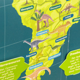Zoomed in view of south America on the Dinosaur World Map