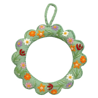 Floral Embroidered Felt Wreath 22cm