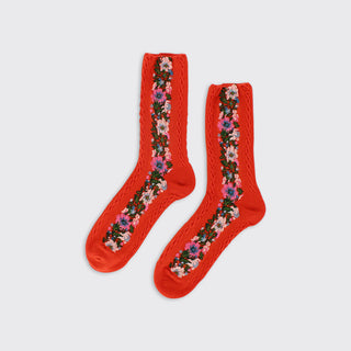 Floral Garland Socks Orange