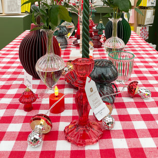 Gingham Fabric Tablecloth Red 140x180Cm