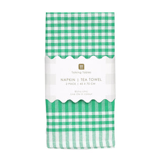 Gingham Fabric Napkins Green 45x70Cm