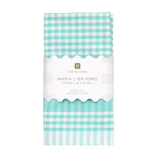 Gingham Fabric Napkins Mint 45x70Cm