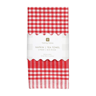 Gingham Fabric Napkins Red 45x70Cm