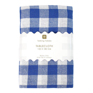 Gingham Fabric Tablecloth Blue 140x180Cm