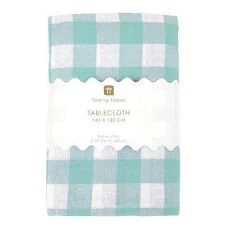 Gingham Fabric Tablecloth Mint 140x180Cm