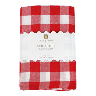 Gingham Fabric Tablecloth Red 140x180Cm