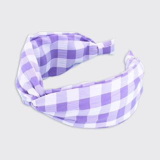 Gingham Wide Headband-Purple