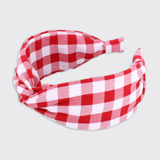 Gingham Wide Headband-Red