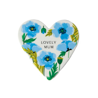 Lovely Mum Blue Poppy Heart Coaster