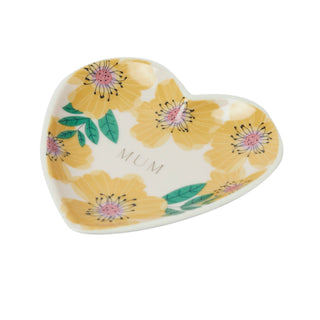 Mum Yellow Rose Heart Trinket Dish