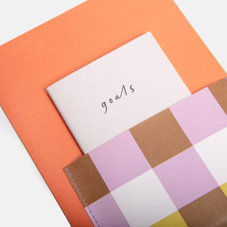 Orange/Multi Check Front Pocket Journal Set