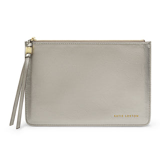 Tassel Charm Pouch Pewter Patent Crackle