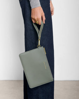 Hallie Wristlet Pouch Graphite Green