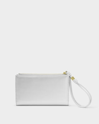 Arden Large Braided Wristlet Purse Silver