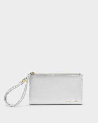 Arden Large Braided Wristlet Purse Silver
