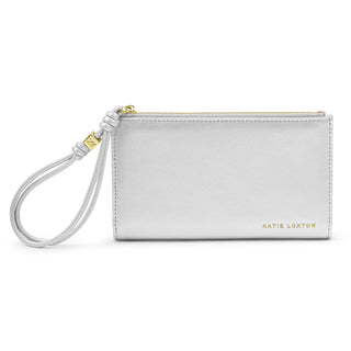 Arden Large Braided Wristlet Purse Silver