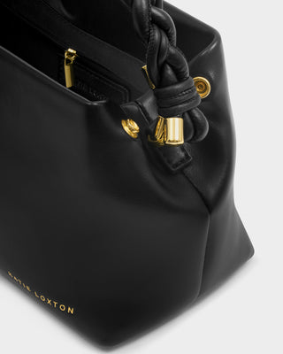 Arden Braided Top Handle Bag Black