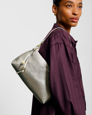 Nova Textured Patent Clutch Pewter