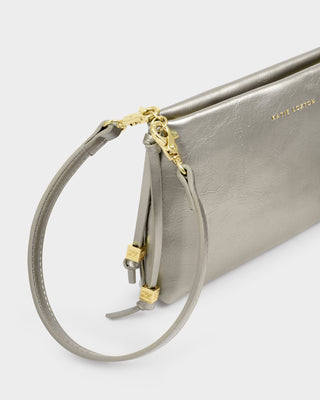 Nova Textured Patent Clutch Pewter