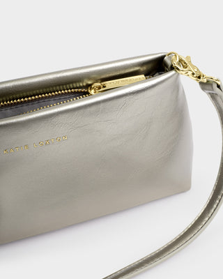 Nova Textured Patent Clutch Pewter