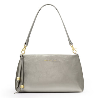 Nova Textured Patent Clutch Pewter