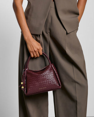 Nova Woven Texture Top Handle Bag Cherry