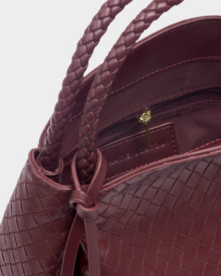 Nova Woven Texture Top Handle Bag Cherry