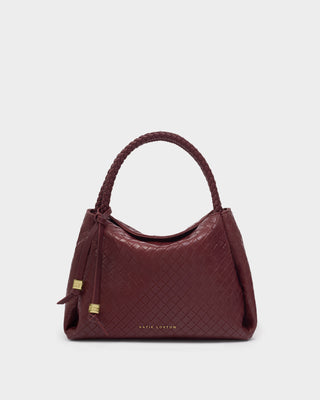 Nova Woven Texture Top Handle Bag Cherry