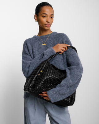 Nova Hand Woven Large Shoulder Bag Black