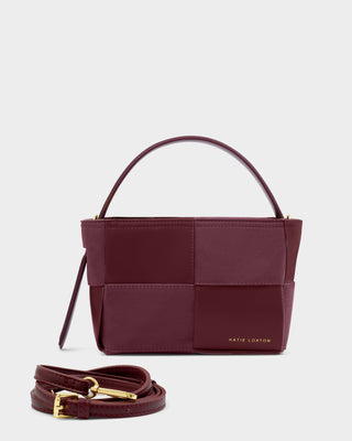 Taya Woven Suedette Top Handle Bag Cherry