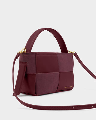 Taya Woven Suedette Top Handle Bag Cherry