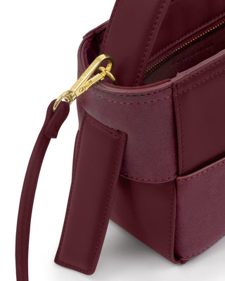 Taya Woven Suedette Top Handle Bag Cherry