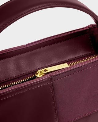 Taya Woven Suedette Top Handle Bag Cherry