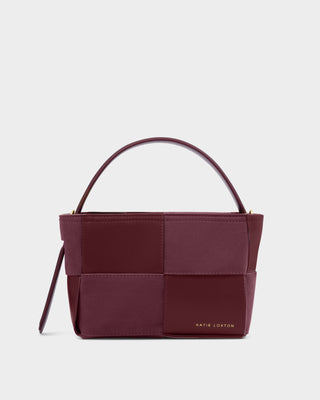 Taya Woven Suedette Top Handle Bag Cherry