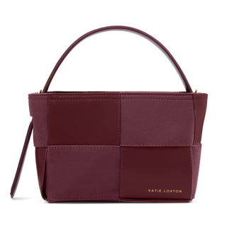 Taya Woven Suedette Top Handle Bag Cherry