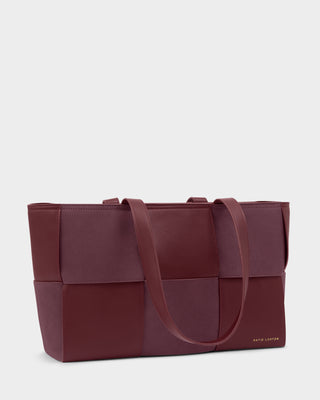 Taya Woven Suedette Tote Bag Cherry