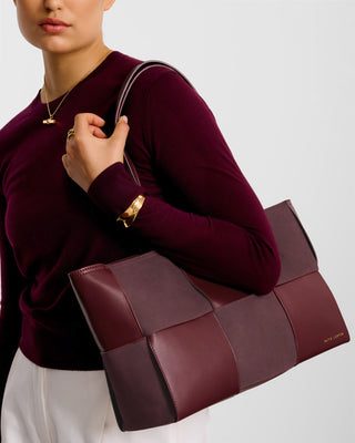 Taya Woven Suedette Tote Bag Cherry