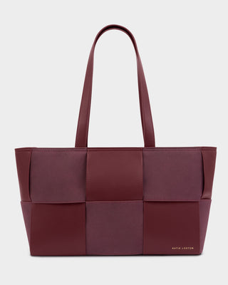 Taya Woven Suedette Tote Bag Cherry
